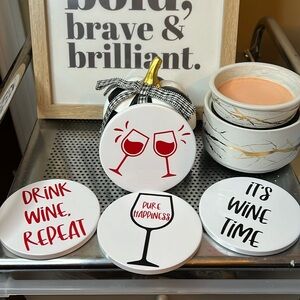 Wine Time Ceramic Coaster Set- (4)